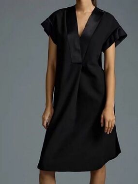 Maeve Black V-Neck Midi Dress